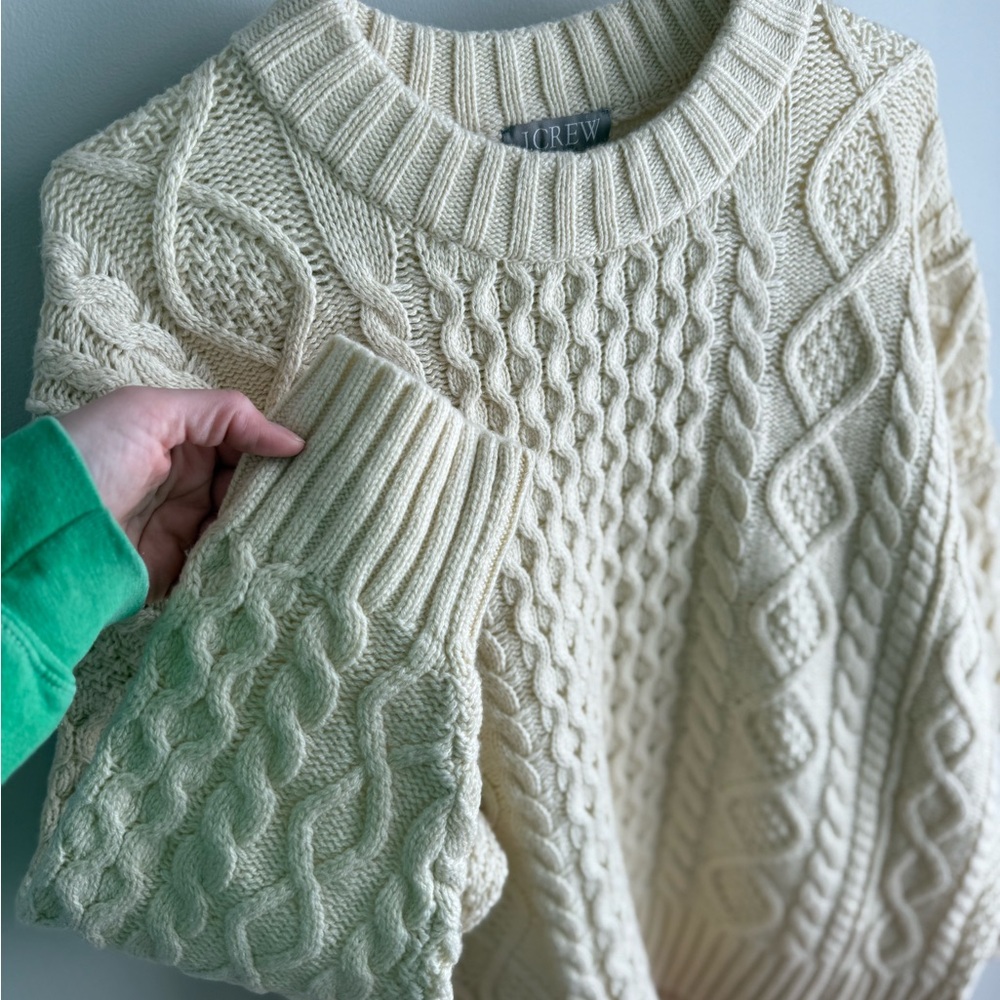 J. Crew Cable-knit Chunky Sweater - Cream - Size L/XL - NWT - Picture 6 of 9